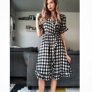 Anthropologie Flutter Sleeve Gingham Dress